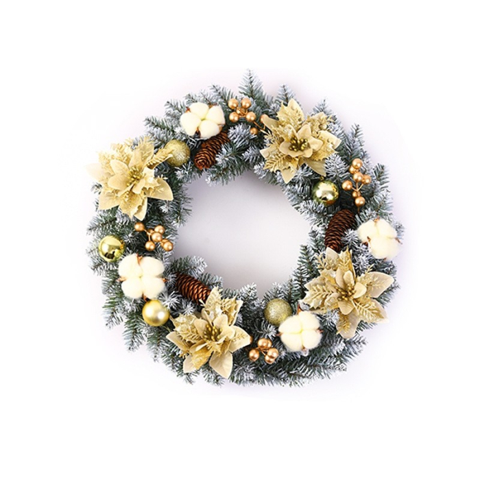 Coronita pentru Craciun Flippy, 50 cm, din brad artificial, decorata cu conuri, globulete, flori, Multicolor [1]