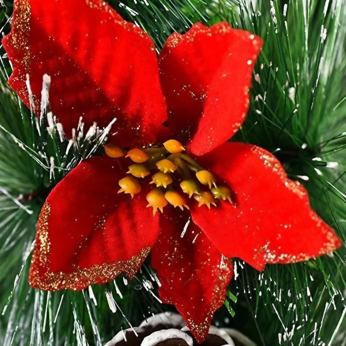 Coronita pentru Craciun Flippy, diametru 32 cm, din brad artificial, decorata cu conuri si merisoare, 3 Funde Rosii. Verde/Alb [3]