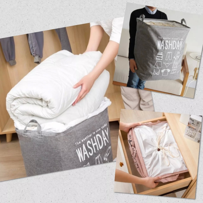 Cos de rufe , 72 L, Textil, 30x40x60 cm, Albastru, Cu imprimeu [3]