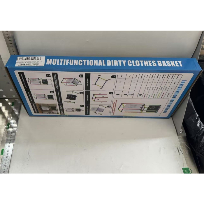 Cos de Rufe , cu 2 Etaje, 2 Cosuri, Cadru de Otel Inoxidabil, 97x44x31 cm, Negru [7]