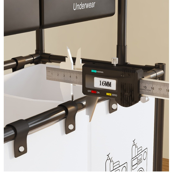 Cos de Rufe , cu 2 Etaje, 4 Cosuri, Cadru de Otel Inoxidabil, 97x44x57 cm, Negru [5]