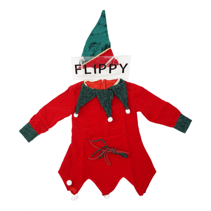 Costum Craciun, Flippy, Spiridus, rosu, 7 - 9 ani, catifea [1]