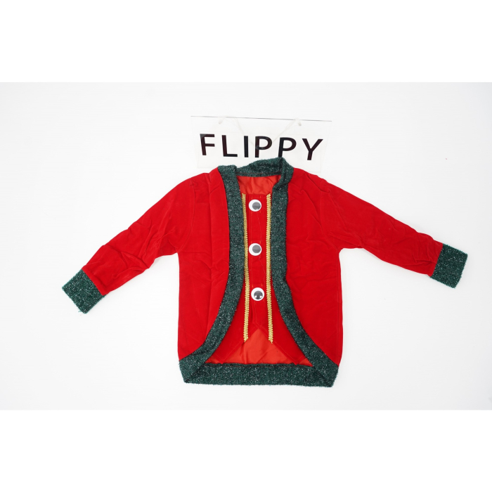 Costum Craciun, Flippy, Spiridus, rosu-verde, 7 - 9 ani, catifea [2]
