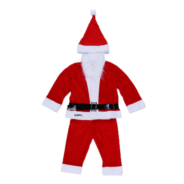 Costum Mos Craciun Flippy® Baiat, 1-3 ani, 5 piese, aproximativ 63 cm, Catifea [2]