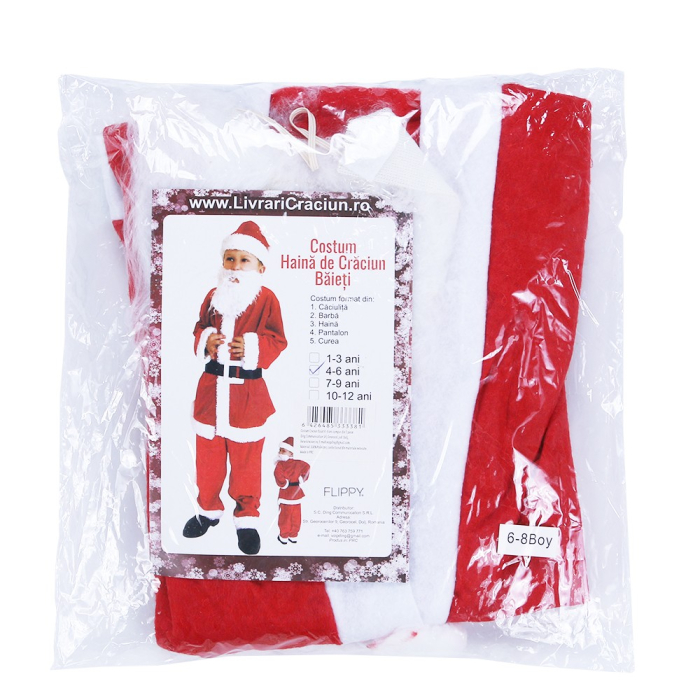 Costum Mos Craciun Flippy® Baiat, 4-6 ani, 5 piese, Polar [3]