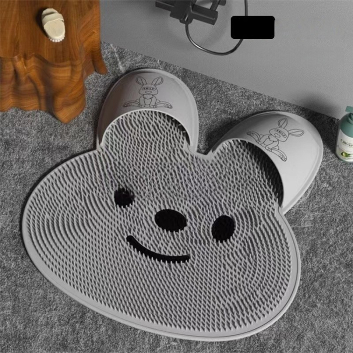 Covoras de Baie , pentru Masaj/Spalat Picioare, din TPE, Antiderapant, 45 x 45 cm, Model Iepuras, Gri [5]