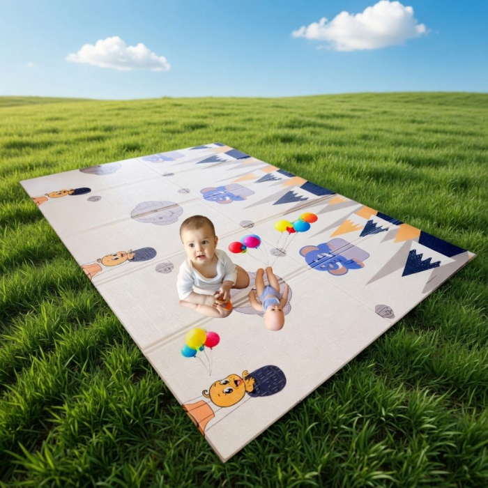 Covoras De Joaca Pentru Bebelusi 200x150 cm, Covor Educativ, Covoras Pliabil Impermeabil Si Antiderapant, Jucarie Dezvoltare Motrica Si Senzoriala, Pentru Copii 0+ Luni, Model 2, Multicolor [6]