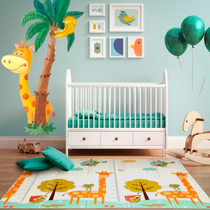 Covoras de Joaca pentru Copii Termic cu 2 Fete, Flippy, Model Girafe si Pinguini, cu Spuma, Impermeabil, Antiderapant, 200cm x 180cm x 1cm [7]