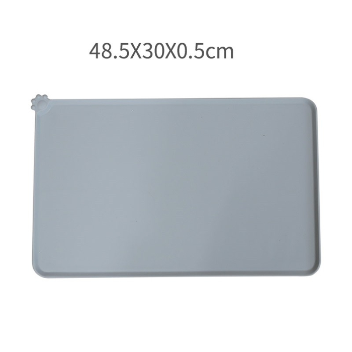 Covoras din silicon pentru animale  , pentru bol de apa si mancare, antiderapant, margini ridicate pentru a mentine apa, 48.5x30 cm, Gri [4]