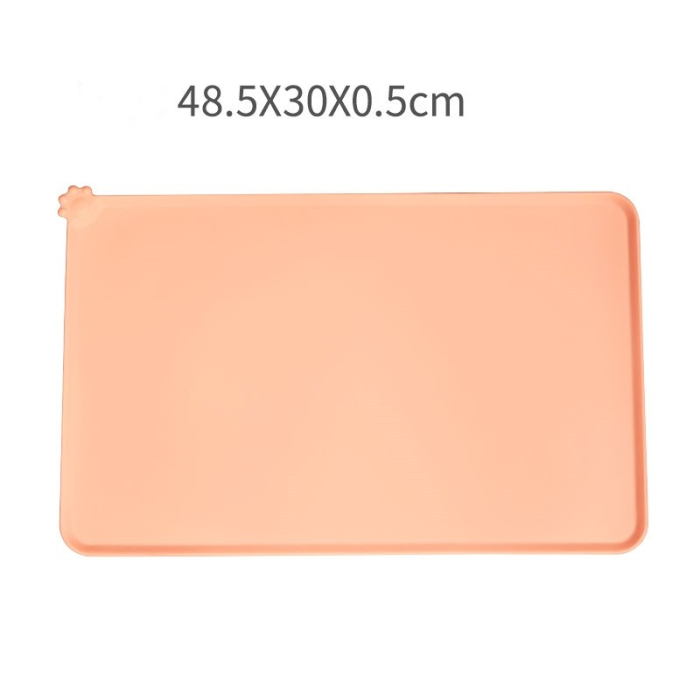 Covoras din silicon pentru animale  , pentru bol de apa si mancare, antiderapant, margini ridicate pentru a mentine apa, 48.5x30 cm, Roz [4]