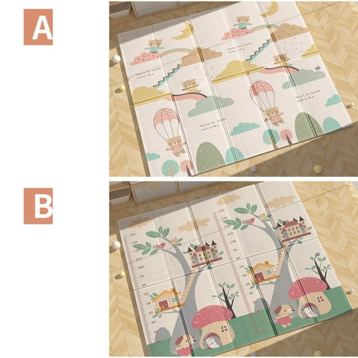 Covoras pentru Copii, Flippy, cu 2 Fete, Model Ursulet/Catelusi, din XPE+PE, Impermeabil, Antiderapant, Protectie Termica, +3 Luni, Pliabil, 180 x 200 x 1.5 cm, Multicolor [4]