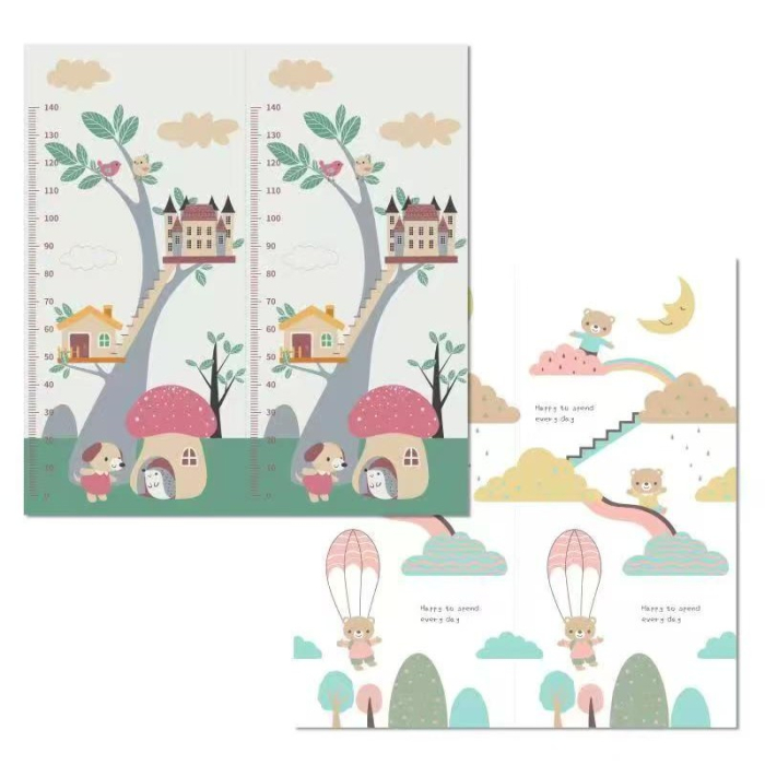 Covoras pentru Copii, Flippy, cu 2 Fete, Model Ursulet/Catelusi, din XPE+PE, Impermeabil, Antiderapant, Protectie Termica, +3 Luni, Pliabil, 180 x 200 x 1.5 cm, Multicolor [1]