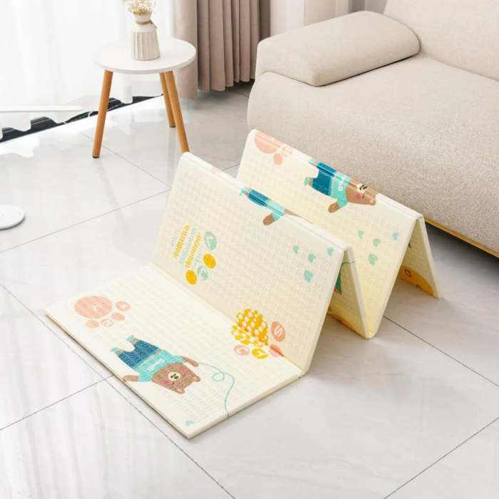 Covoras pentru Copii, Flippy, cu 2 Fete, Model Zmeu/Ursi, din XPE+PE, Impermeabil, Antiderapant, Protectie Termica, +3 Luni, Pliabil, 180 x 200 x 1.5 cm, Multicolor [5]