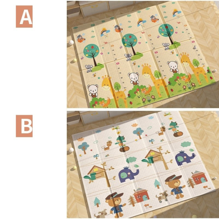 Covoras pentru Copii, Flippy, cu 2 Fete, Model ZOO/Ursulet, din XPE+PE, Impermeabil, Antiderapant, Protectie Termica, +3 Luni, Pliabil, 150 x 200 x 1.5 cm, Multicolor [4]