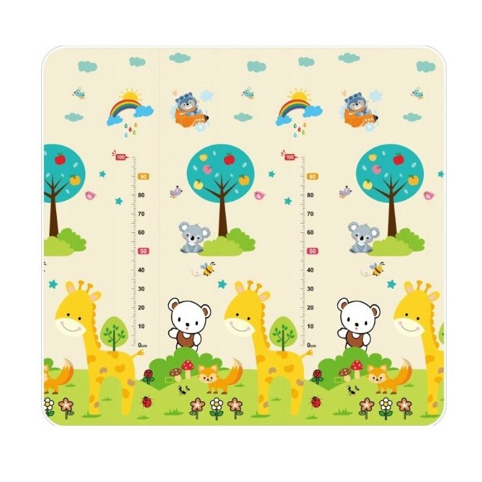Covoras pentru Copii, Flippy, cu 2 Fete, Model ZOO/Ursulet, din XPE+PE, Impermeabil, Antiderapant, Protectie Termica, +3 Luni, Pliabil, 150 x 200 x 1.5 cm, Multicolor [7]