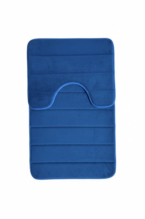 Covorase de Baie, 80x50 cm / 50x40 cm, Albastru, Antiderapant, Absorbant, Set 2 bucati [5]
