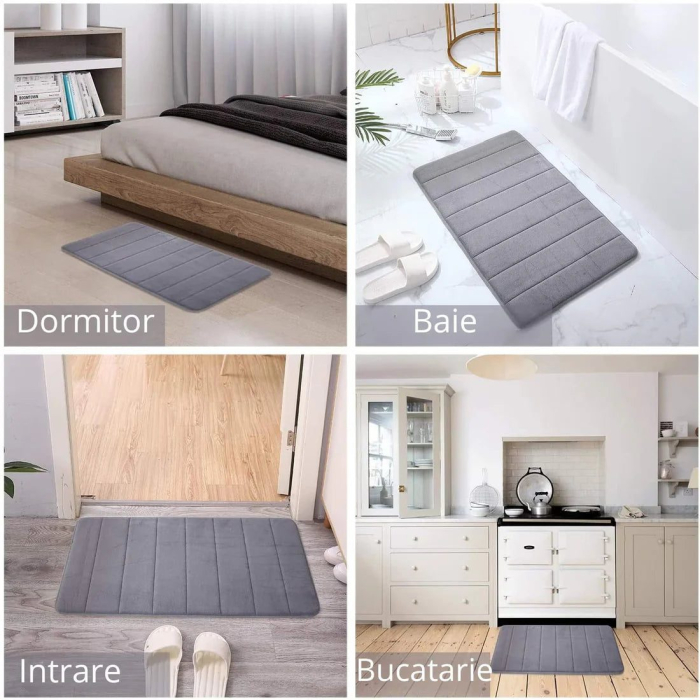 Covorase de Baie, 80x50 cm / 50x40 cm, Gri, Antiderapant, Absorbant, Set 2 bucati [15]