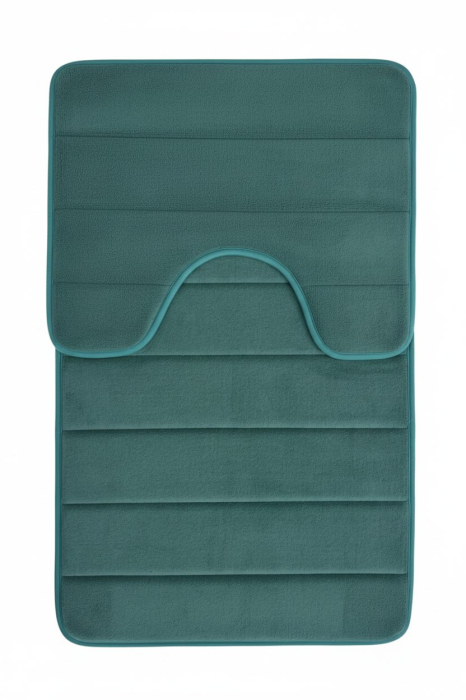 Covorase de Baie, 80x50 cm / 50x40 cm, Verde, Antiderapant, Absorbant, Set 2 bucati [6]