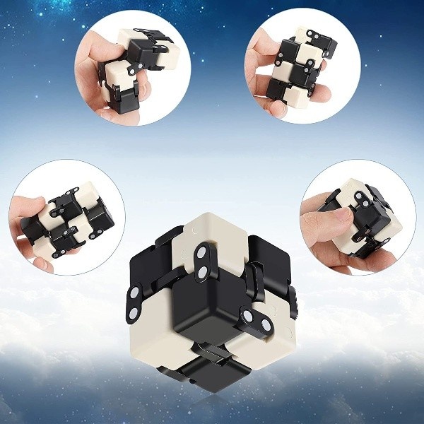 Cub antistres, Fidget Toy, Infinity Magic Cube, Alb/Negru, 4x4x4 cm [2]