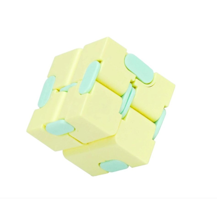 Cub antistres, Fidget Toy, Infinity Magic Cube, Galben/Albastru, 4x4x4 cm [2]