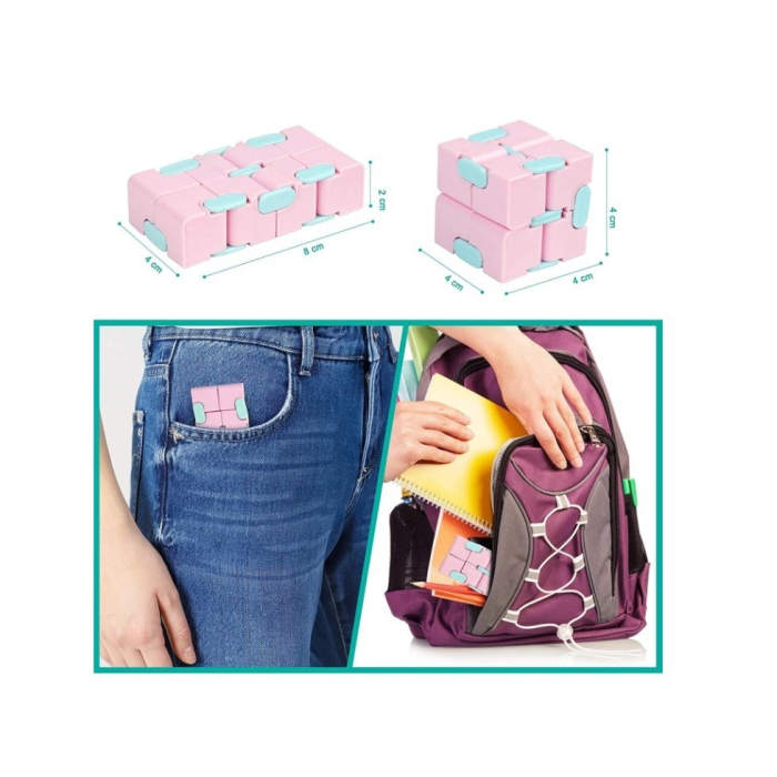 Cub antistres, Fidget Toy, Infinity Magic Cube, Roz/Albastru, 4x4x4 cm [6]