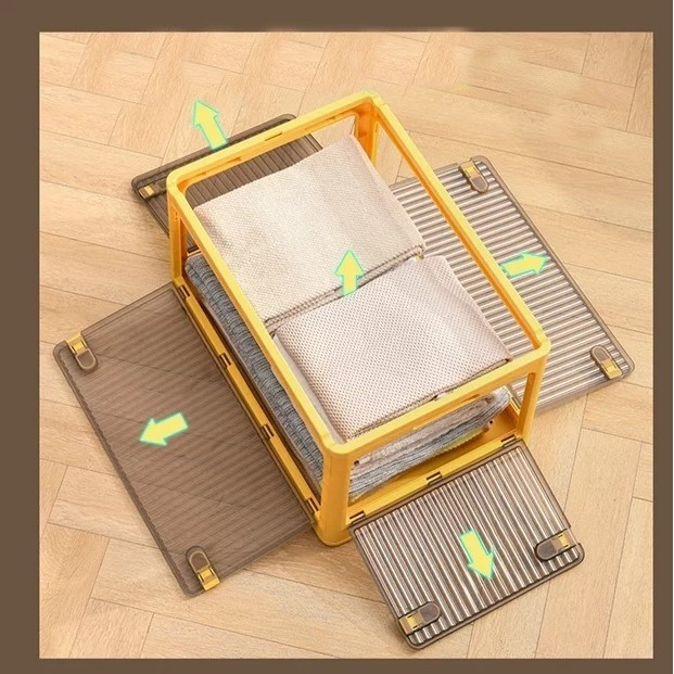Cutie de depozitare pliabila, Flippy, Cu capac, 85 L, Plastic, 60x42x34 cm, Portocaliu [4]