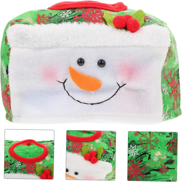 Cutie Decorativa pentru Servetele, Flippy, Model Om de Zapada, Tematica Craciun, 16 x 10 cm, Verde [2]