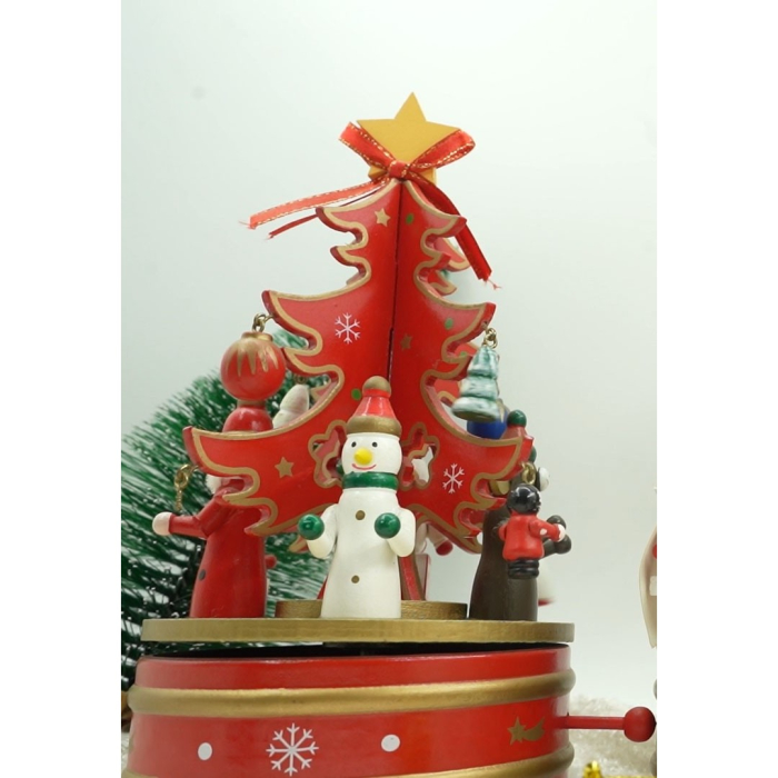 Cutiuta muzicala decorata de Craciun, Bradut, Rosu, din Lemn, 12 cm x 22 cm, Interior, Flippy [3]