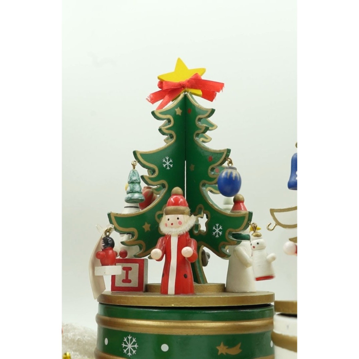 Cutiuta muzicala decorata de Craciun Bradut, Verde, din Lemn, 12 cm x 22 cm, Interior, Flippy [3]