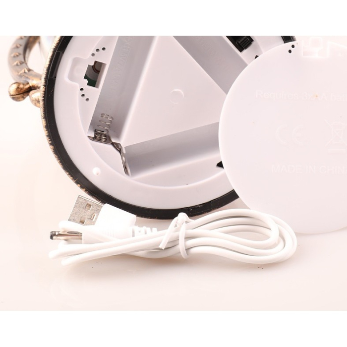 Decoratiune Craciun, Tip Felinar, Figurine Mos Craciun cu Bradul, 3 Moduri, Functie Muzicala, Zapada in Miscare, Functioneaza Cu Baterii ( 3 x AA neincluse), Cablu USB (Inclus), Model Vintage Negru -  [3]