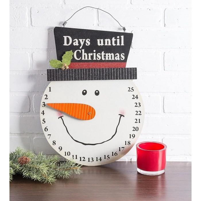 Decoratiune de Craciun Flippy, Advent calendar, numara zilele pana la Craciun, model Om de Zapada, material poliester, 17 x 13 cm, alb [1]