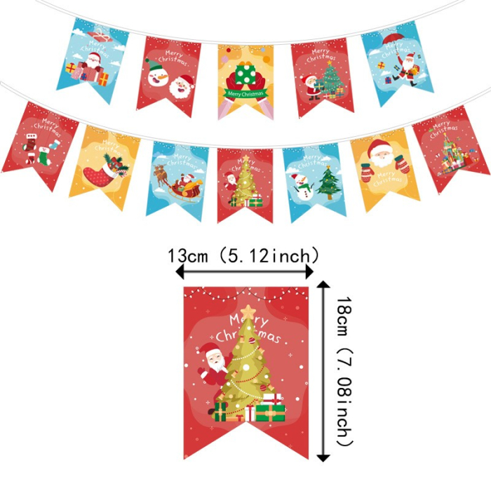 Decoratiune de Craciun, Flippy, Tip Banner, 12 Piese, pentru Usa sau Perete, Multicolor, Sfoara Inclusa, Model B [3]