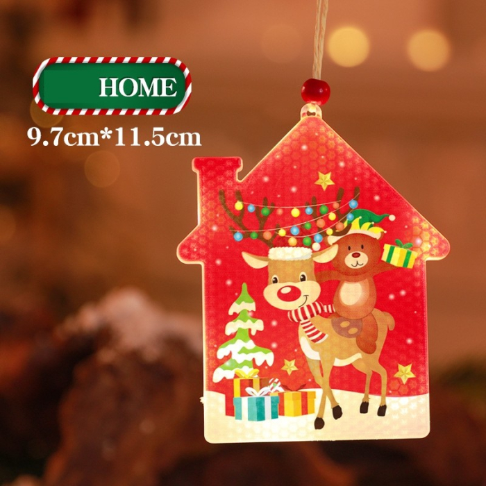 Decoratiune de Craciun Luminoasa in forma de casa, 11.5 x 9.7 cm, cu ren, cu agatatoare, Alb Cald, Flippy [2]