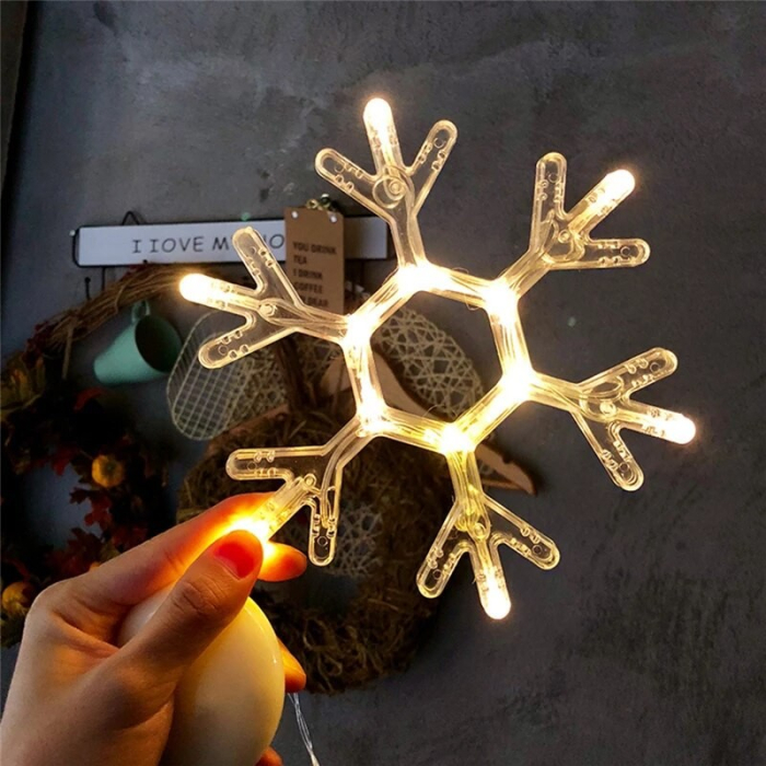 Decoratiune de Craciun Luminoasa in forma de Fulg, 19x19 cm, cu Ventuza, Alb Cald, Flippy [1]