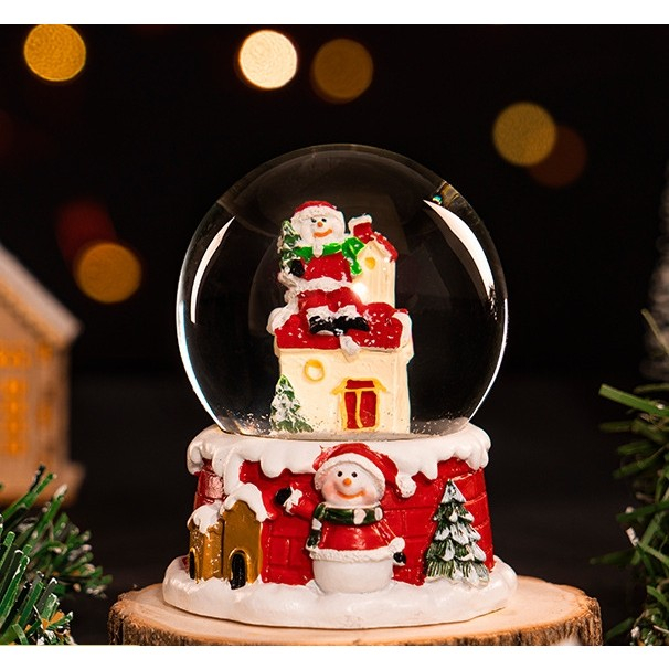 Decoratiune glob cu zapada Flippy, Mos Craciun pe casa, diametru 4.5 cm, multicolor [2]