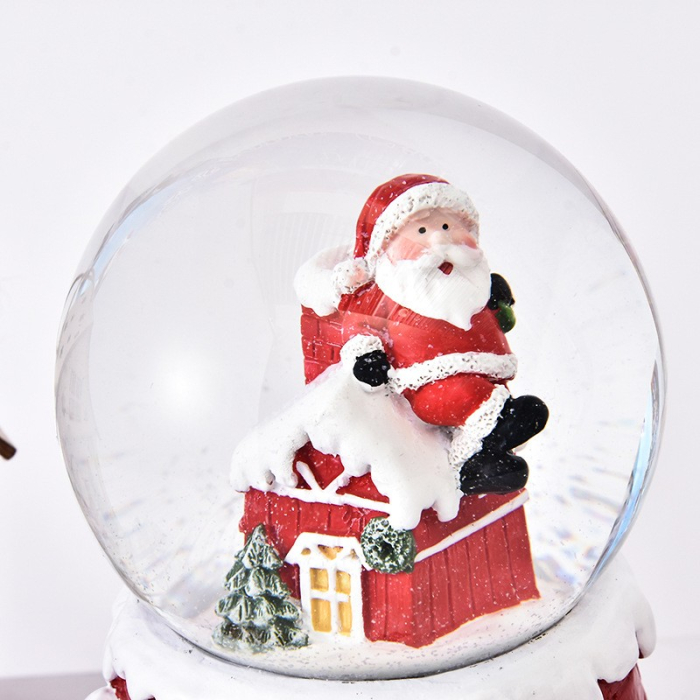 Decoratiune glob cu zapada Flippy, Mos Craciun pe casa, model 2, diametru 6.5 cm, multicolor [1]