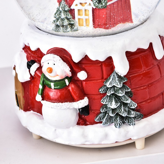 Decoratiune glob cu zapada Flippy, Mos Craciun pe casa, model 2, diametru 6.5 cm, multicolor [2]