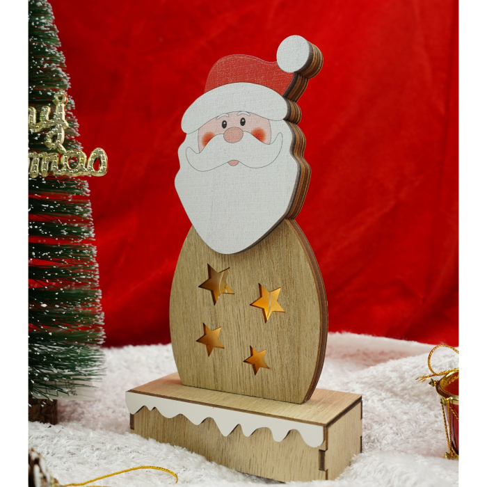 Decoratiune luminoasa, Flippy, Mos Craciun, maro, lungime: 10 cm, latime: 5 cm, inaltime: 19 cm, lemn, interior/exterior [1]