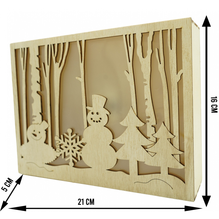 Decoratiune luminoasa, Flippy, Peisaj de iarna - Om de zapada, maro, lungime: 21 cm, latime: 5 cm, inaltime: 16 cm, lemn, interior/exterior [5]