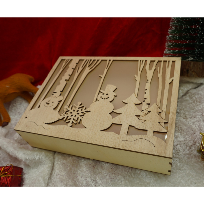 Decoratiune luminoasa, Flippy, Peisaj de iarna - Om de zapada, maro, lungime: 21 cm, latime: 5 cm, inaltime: 16 cm, lemn, interior/exterior [2]