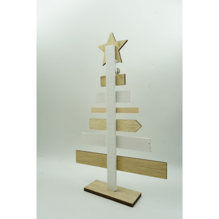 Decoratiune masa decorata, Mesaje Craciun, Crem-Alb, din Lemn, 22.5 cm x 36 cm, Interior, Flippy [4]