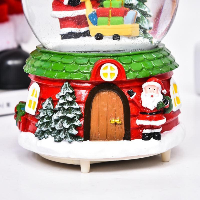 Decoratiune muzicala glob cu zapada, cu lumini si muzica, Mos Craciun, 12.5 cm, multicolor [3]