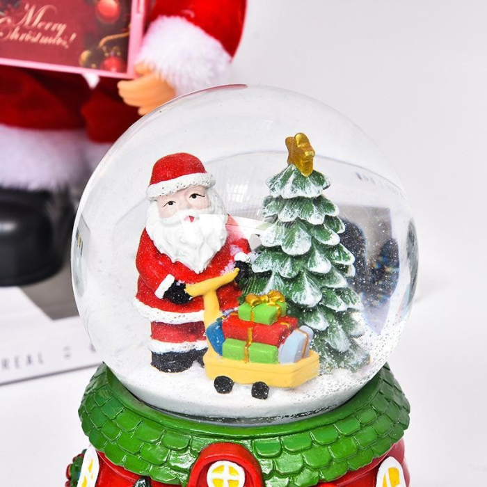 Decoratiune muzicala glob cu zapada, cu lumini si muzica, Mos Craciun, 12.5 cm, multicolor [2]