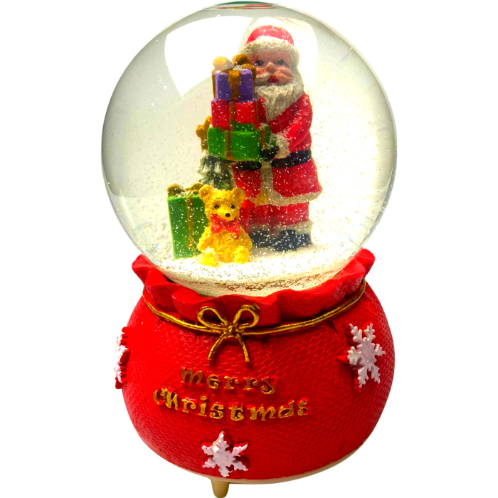 Decoratiune muzicala glob cu zapada, cu lumini si muzica, Mos Craciun, 16 cm, multicolor [2]