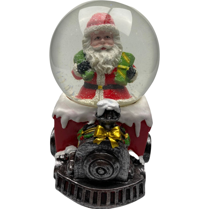 Decoratiune muzicala glob cu zapada, Mos Craciun pe tren, 10x13 cm, multicolor [2]