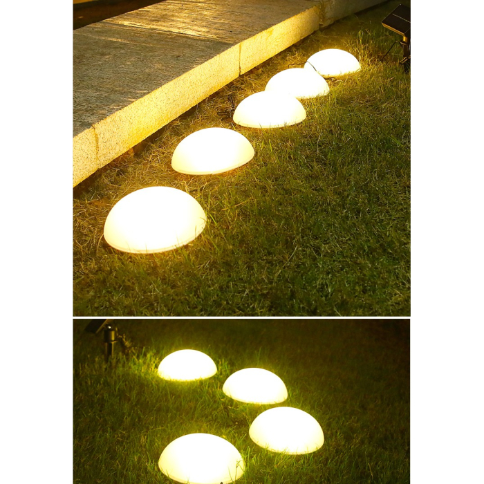 Decoratiune pentru gradina, Flippy, lampa solara in forma de ciuperca, 5 ciuperci, alb cald [4]