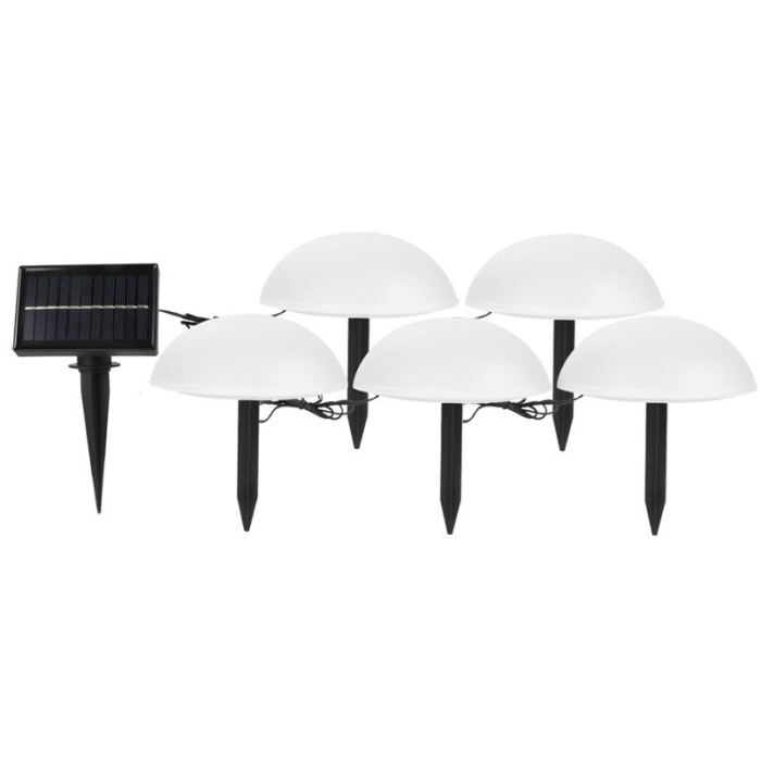 Decoratiune pentru gradina, Flippy, lampa solara in forma de ciuperca, 5 ciuperci, alb cald [2]