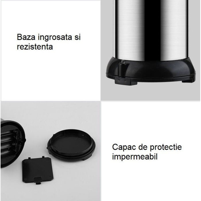 Dispenser pentru Sapun Lichid/Dezinfectant , cu Senzor Infrarosu de Miscare, din Otel Inoxidabil, 250 ml, 19 x 11 cm, Gri [4]