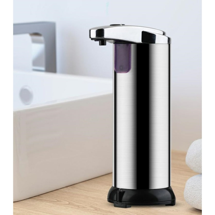 Dispenser pentru Sapun Lichid/Dezinfectant , cu Senzor Infrarosu de Miscare, din Otel Inoxidabil, 250 ml, 19 x 11 cm, Gri [3]