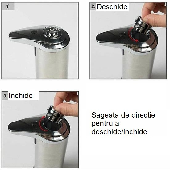 Dispenser pentru Sapun Lichid/Dezinfectant , cu Senzor Infrarosu de Miscare, din Otel Inoxidabil, 250 ml, 19 x 11 cm, Gri [2]